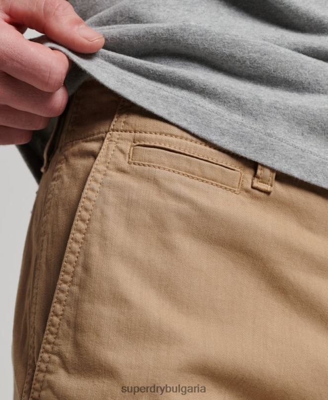Superdry облекло N00H91 бежово мъже офицерски тънки чино панталони