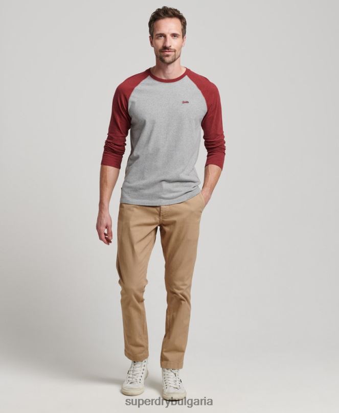 Superdry облекло N00H91 бежово мъже офицерски тънки чино панталони