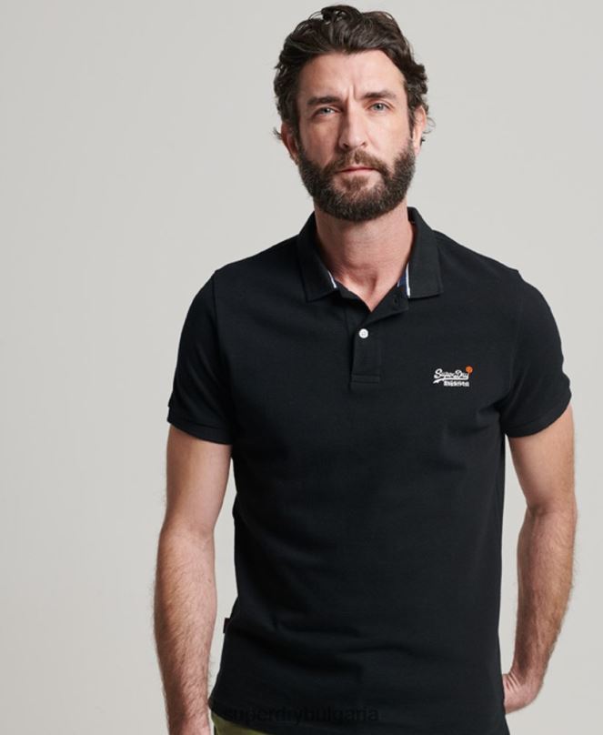 Superdry облекло N00H36 черен мъже класическа пике поло тениска