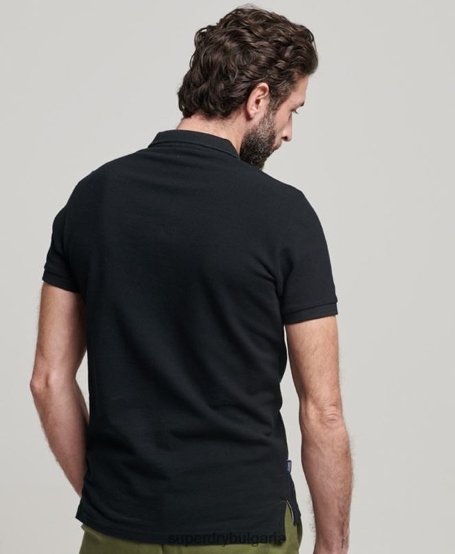 Superdry облекло N00H36 черен мъже класическа пике поло тениска