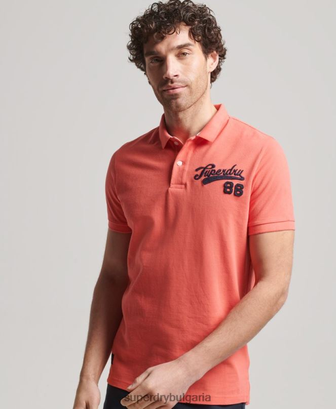 Superdry облекло N00H68 розово мъже страхотна поло тениска