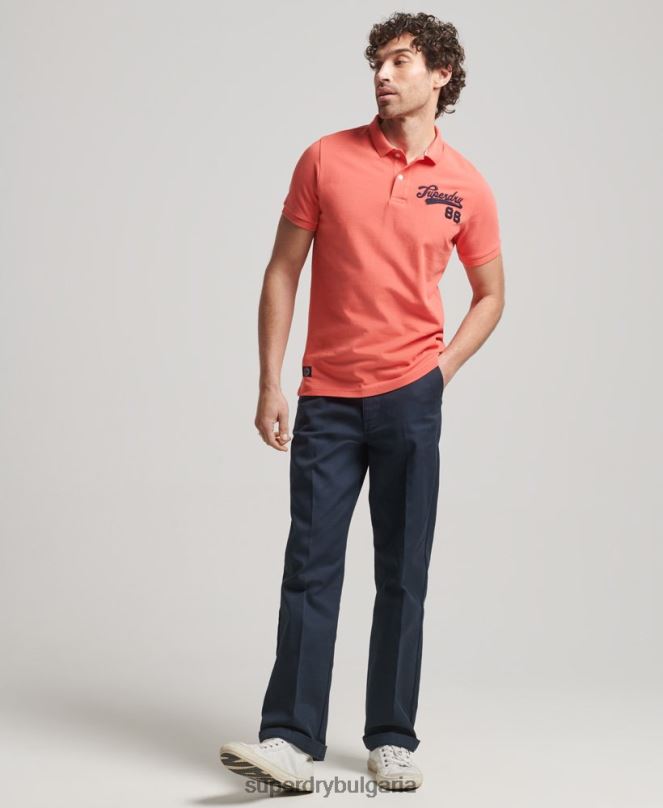 Superdry облекло N00H68 розово мъже страхотна поло тениска