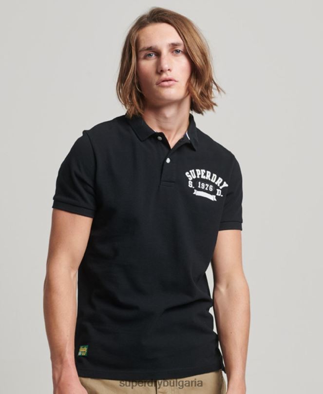 Superdry облекло N00H77 черен мъже страхотна поло тениска
