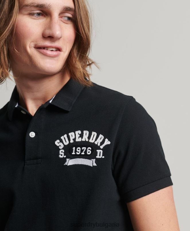 Superdry облекло N00H77 черен мъже страхотна поло тениска