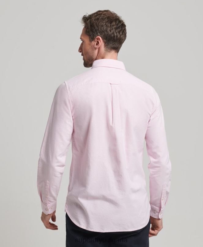 Superdry облекло N00H126 розово мъже изпрана оксфордска риза