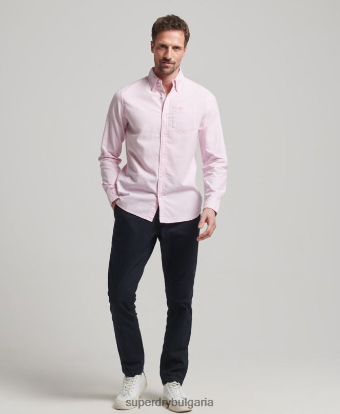 Superdry облекло N00H126 розово мъже изпрана оксфордска риза