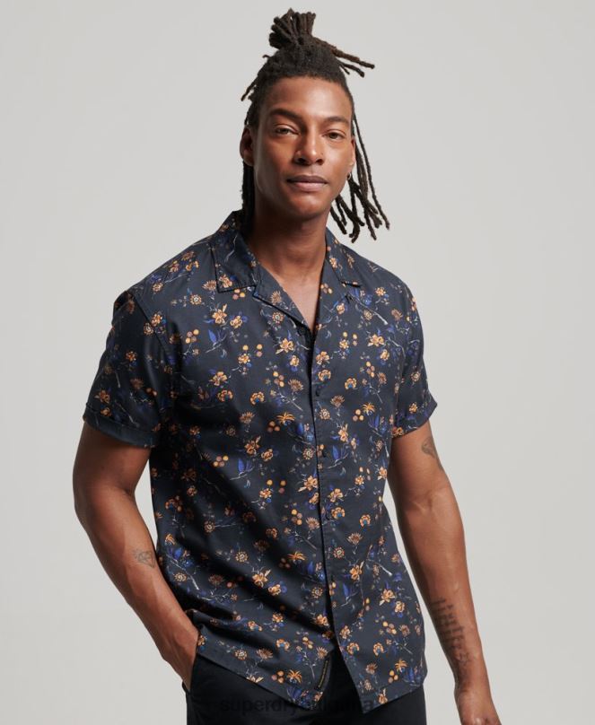 Superdry облекло N00H127 черен мъже риза с отворена яка