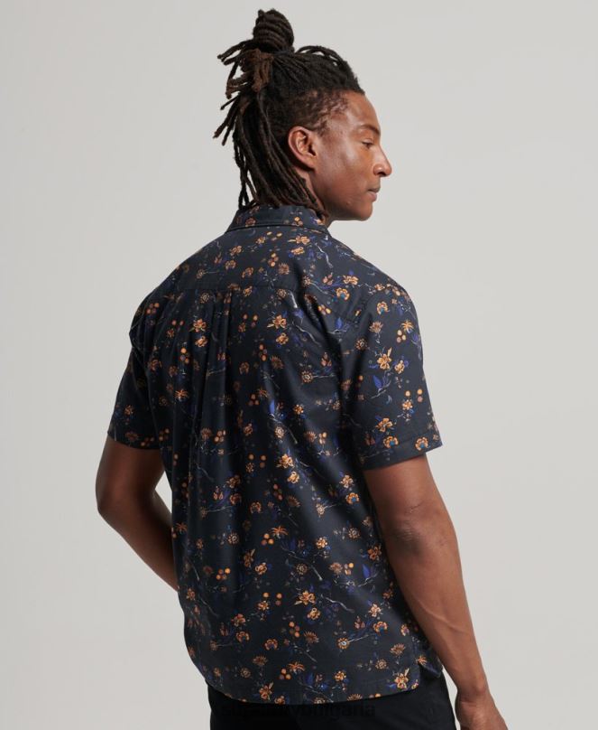 Superdry облекло N00H127 черен мъже риза с отворена яка
