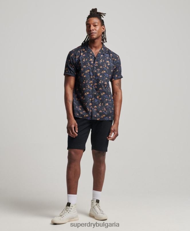 Superdry облекло N00H127 черен мъже риза с отворена яка