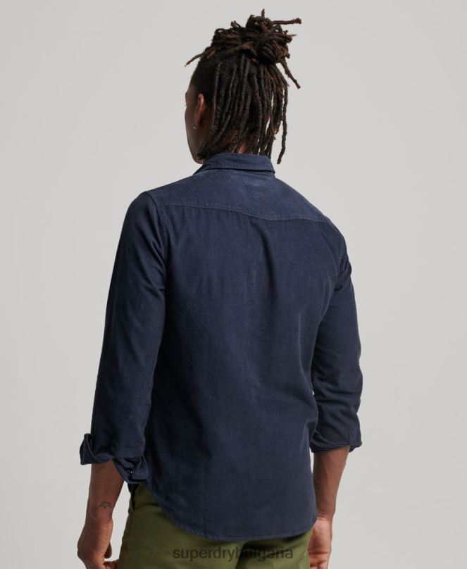 Superdry облекло N00H128 военноморски флот мъже реколта риза тип western