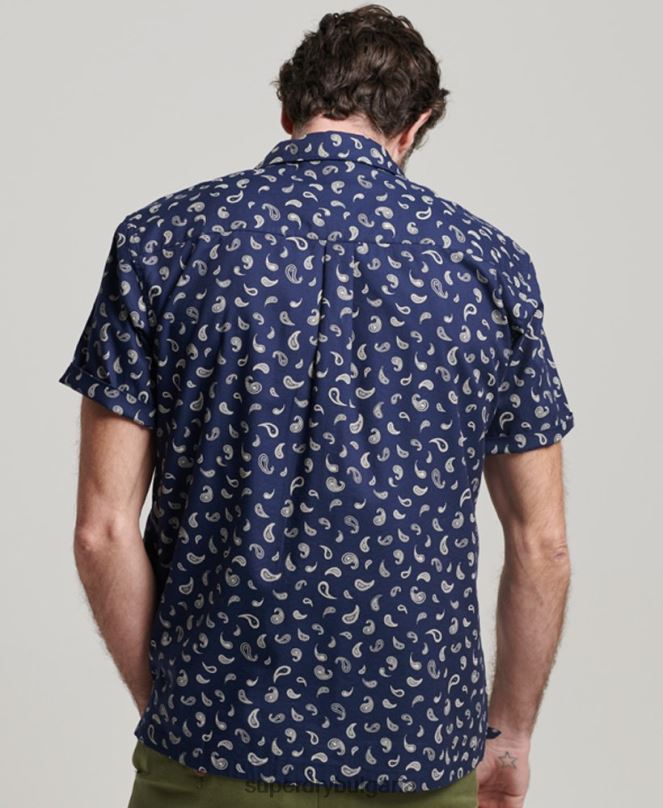 Superdry облекло N00H130 военноморски флот мъже риза с отворена яка