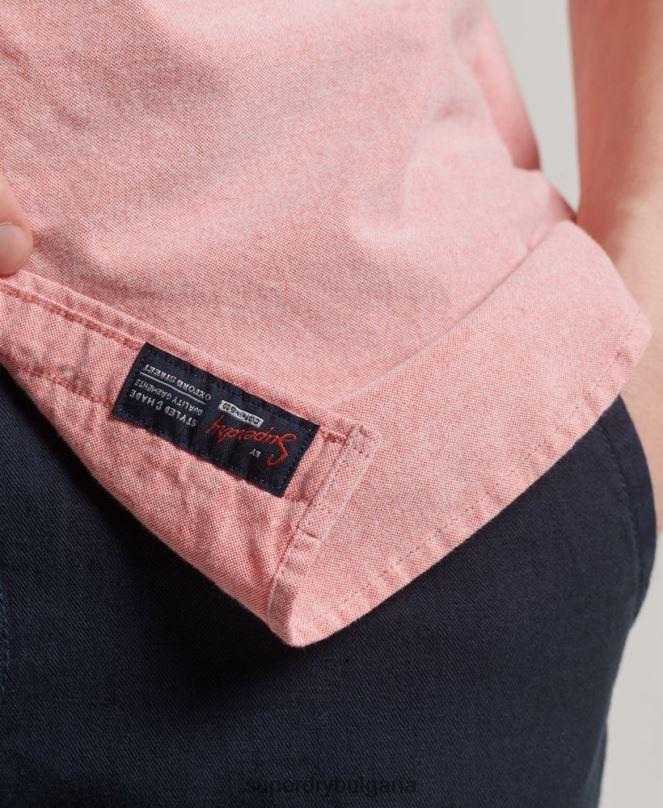 Superdry облекло N00H131 червен мъже оксфордска риза с къс ръкав
