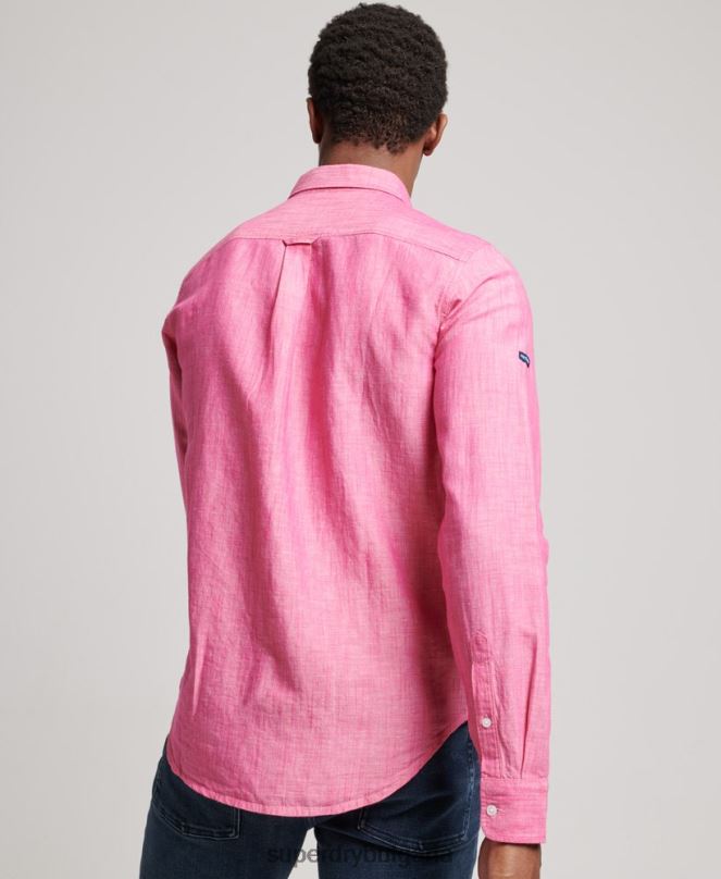Superdry облекло N00H133 розово мъже Риза с копчета от органичен памук Studios