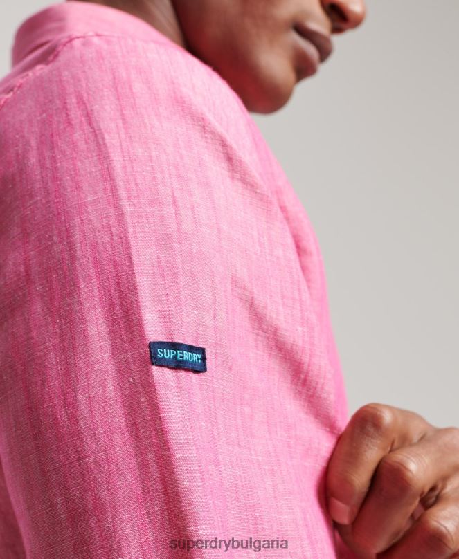 Superdry облекло N00H133 розово мъже Риза с копчета от органичен памук Studios