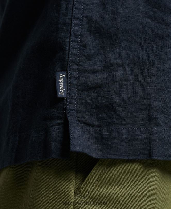 Superdry облекло N00H135 военноморски флот мъже курортна риза с къс ръкав