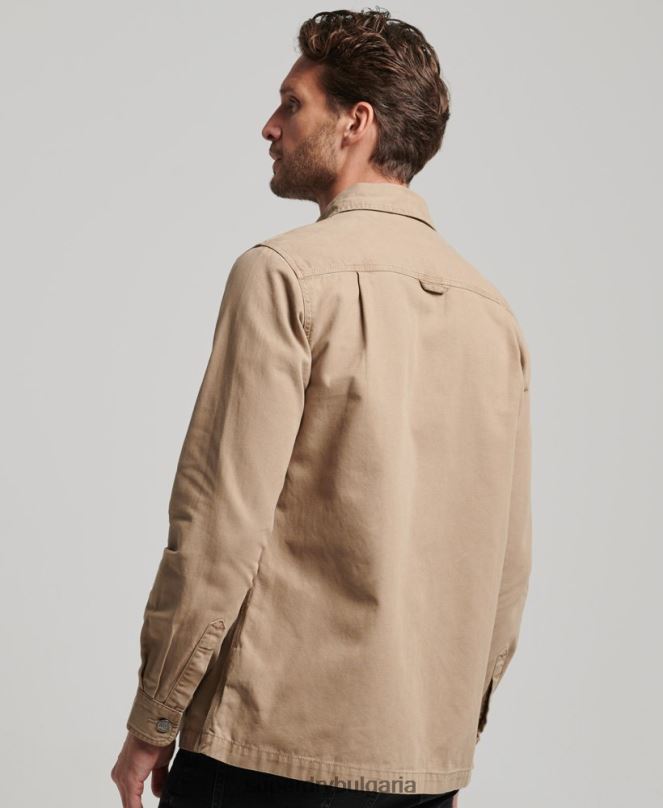Superdry облекло N00H140 тен мъже платнена горна риза