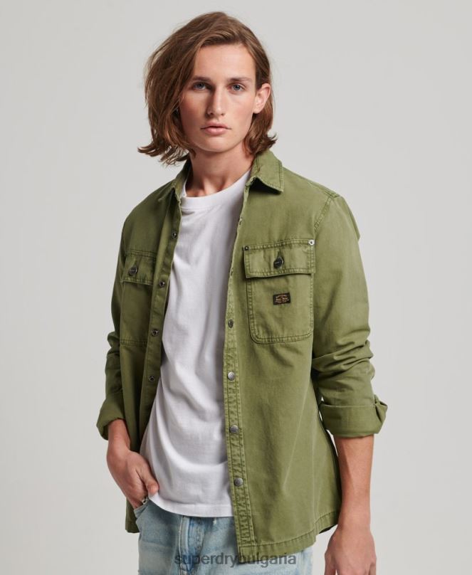 Superdry облекло N00H142 каки мъже платнена горна риза