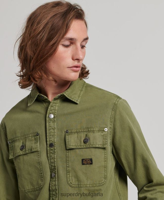 Superdry облекло N00H142 каки мъже платнена горна риза