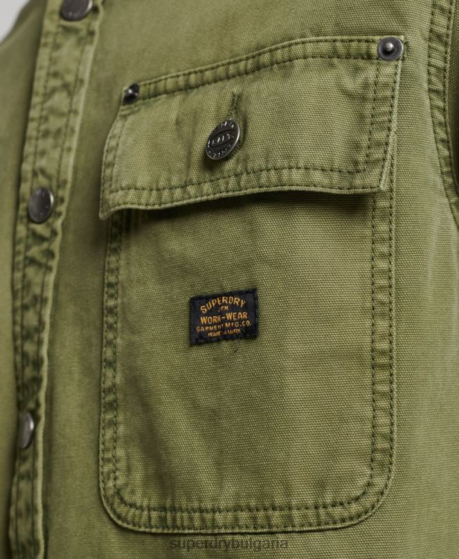 Superdry облекло N00H142 каки мъже платнена горна риза