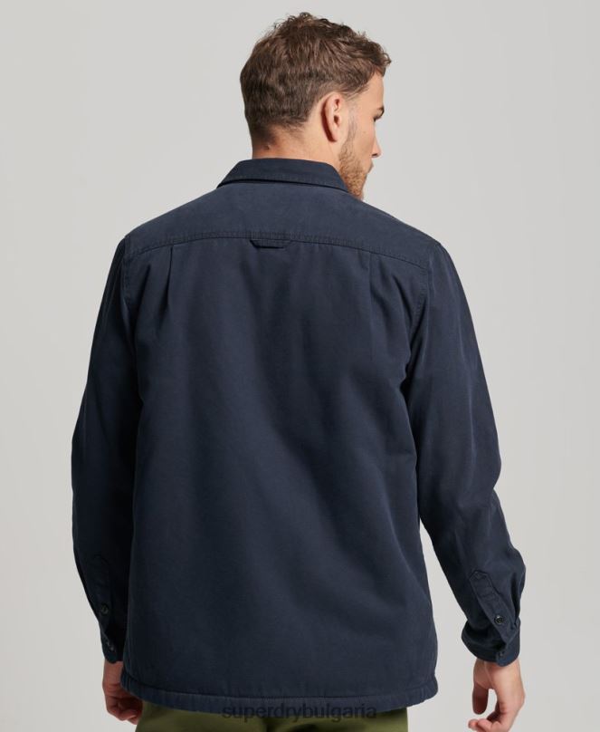 Superdry облекло N00H143 военноморски флот мъже мелничарска тениска с подплата borg
