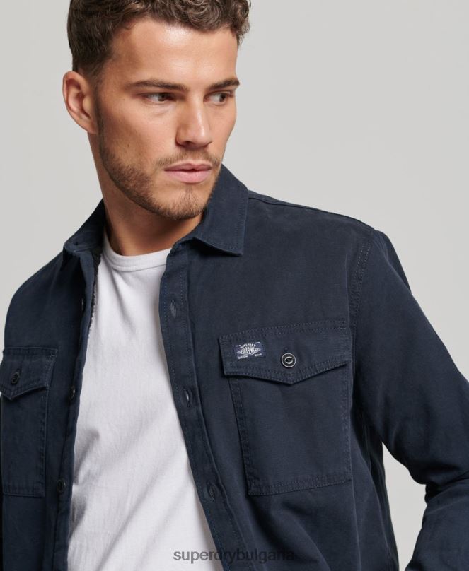 Superdry облекло N00H143 военноморски флот мъже мелничарска тениска с подплата borg