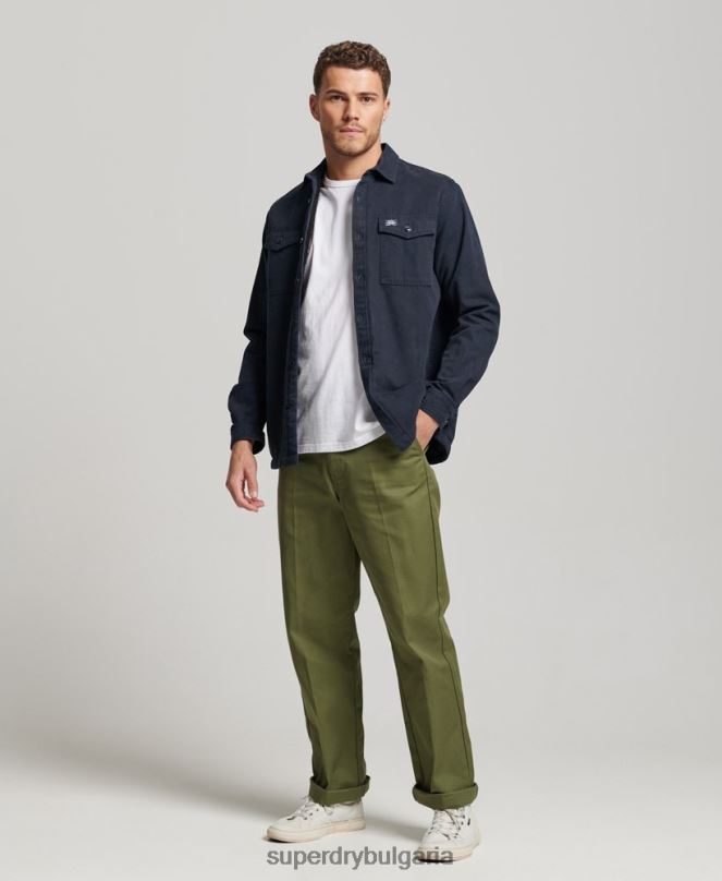 Superdry облекло N00H143 военноморски флот мъже мелничарска тениска с подплата borg