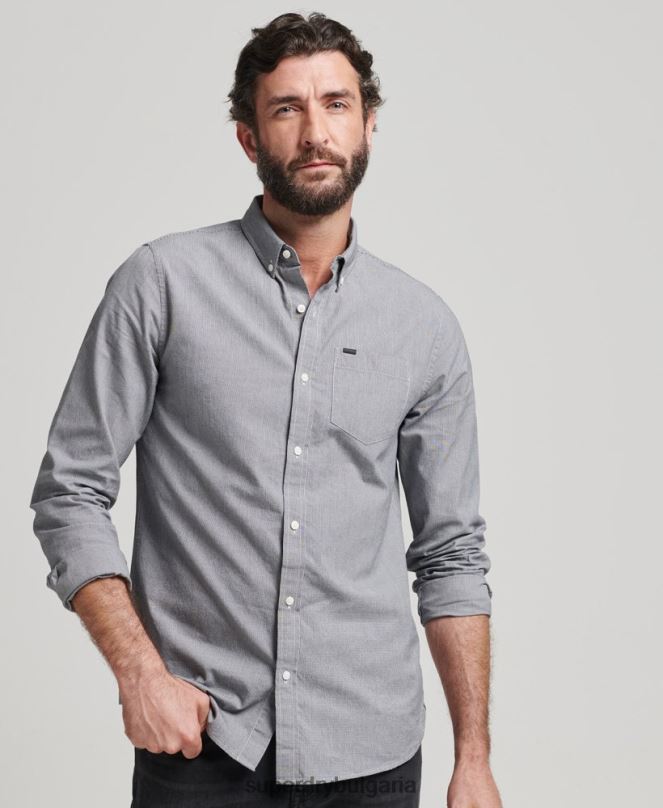 Superdry облекло N00H147 черен мъже памучна риза с микро каре