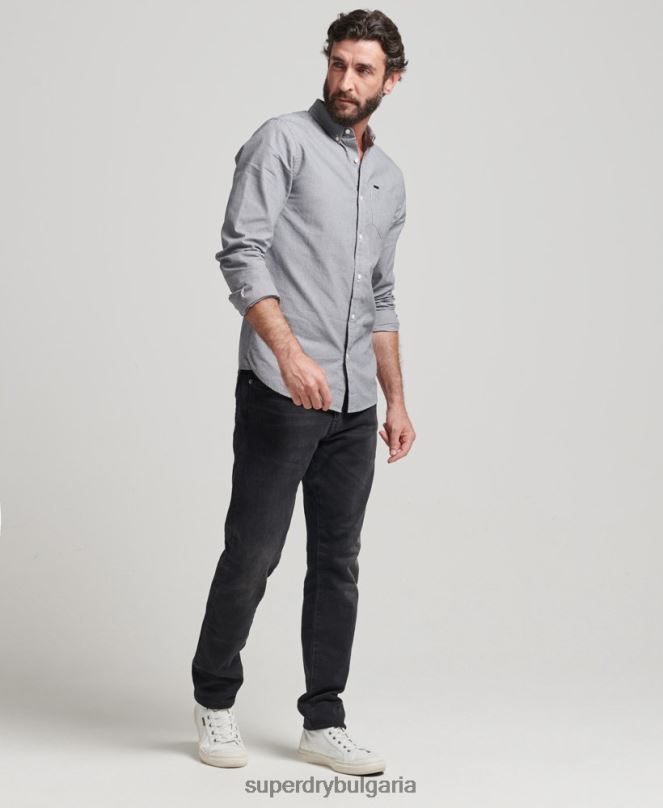 Superdry облекло N00H147 черен мъже памучна риза с микро каре