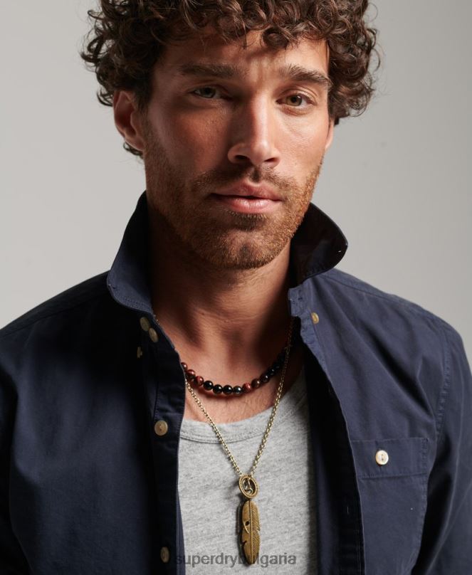 Superdry облекло N00H148 военноморски флот мъже търговски магазин - риза с дълъг ръкав
