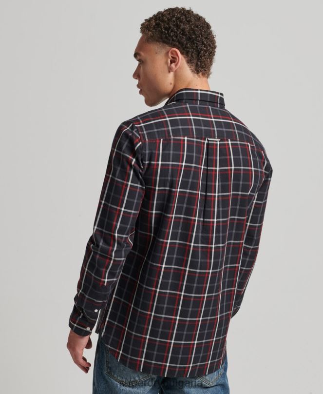 Superdry облекло N00H151 черен мъже търговска риза от памучно каре