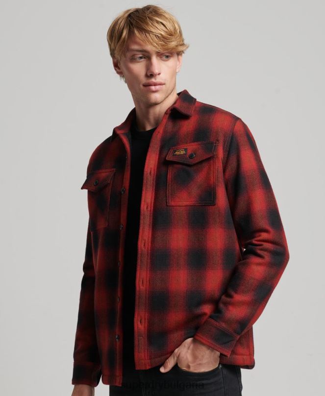Superdry облекло N00H155 червен мъже тениска от мелничарска вълна с подплата от шерпа