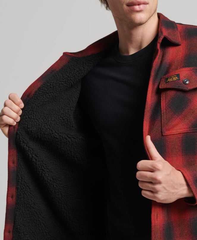 Superdry облекло N00H155 червен мъже тениска от мелничарска вълна с подплата от шерпа