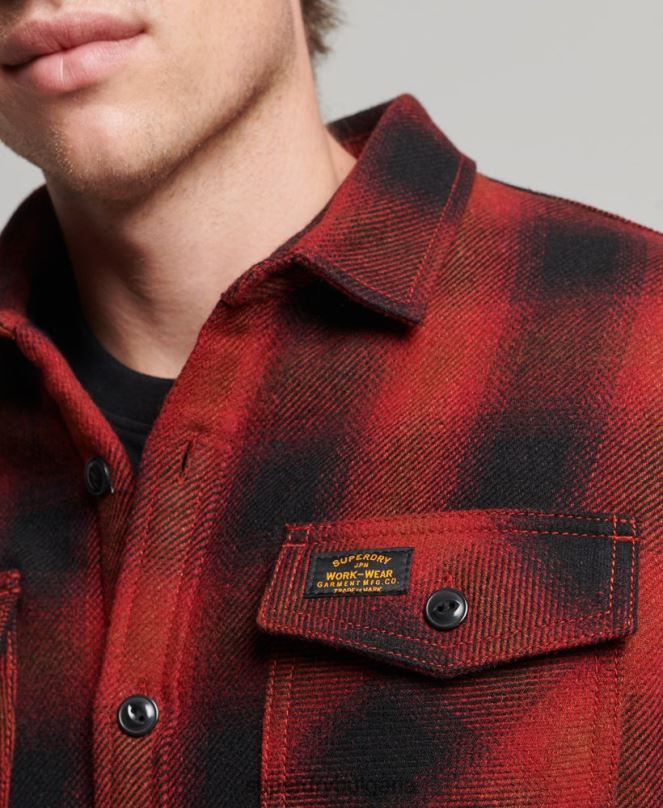 Superdry облекло N00H155 червен мъже тениска от мелничарска вълна с подплата от шерпа