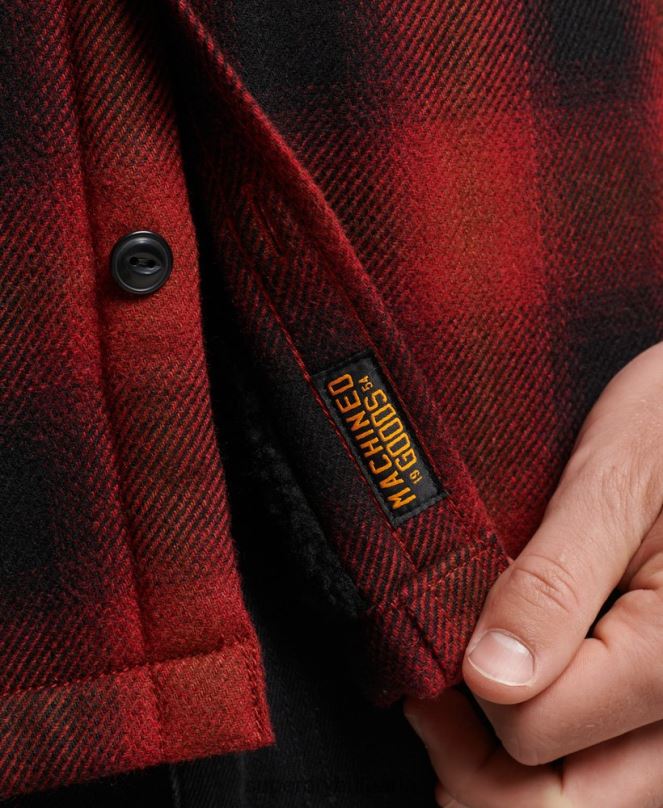 Superdry облекло N00H155 червен мъже тениска от мелничарска вълна с подплата от шерпа