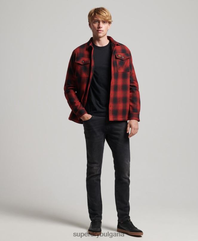 Superdry облекло N00H155 червен мъже тениска от мелничарска вълна с подплата от шерпа