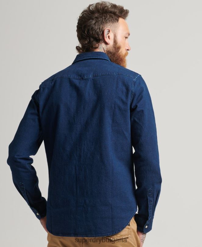 Superdry облекло N00H156 тъмно синьо мъже западни ризи