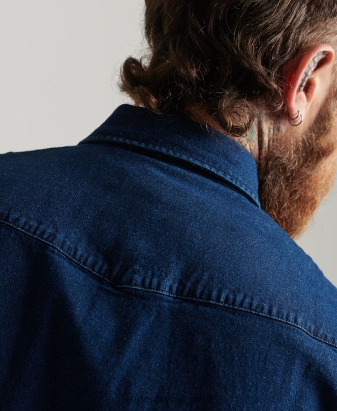 Superdry облекло N00H156 тъмно синьо мъже западни ризи