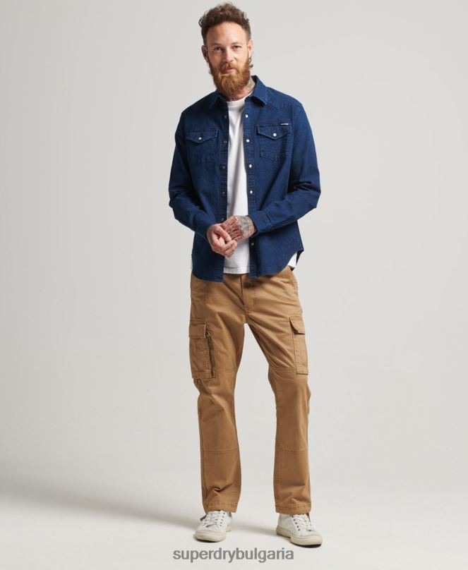 Superdry облекло N00H156 тъмно синьо мъже западни ризи
