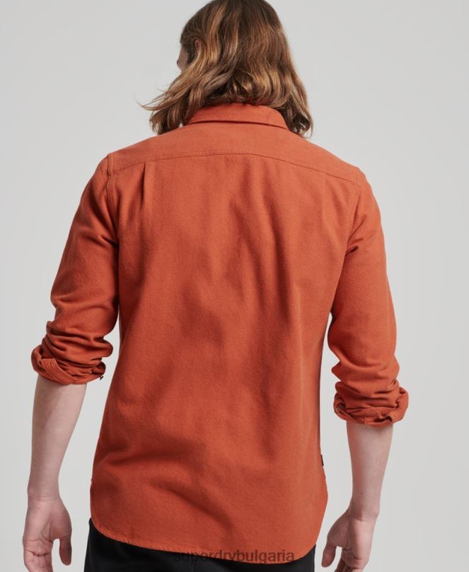 Superdry облекло N00H158 оранжево мъже фланелена риза от органичен памук