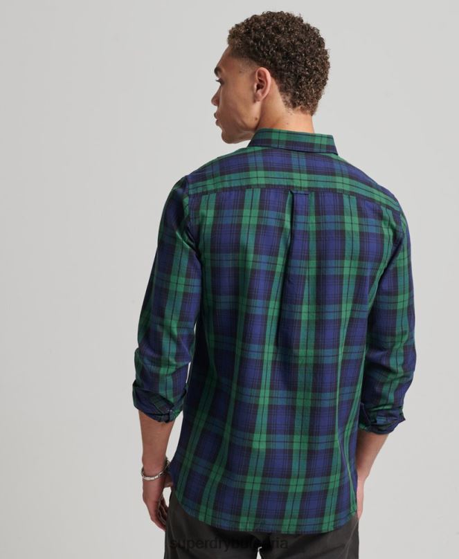 Superdry облекло N00H159 зелено мъже търговска риза от памучно каре