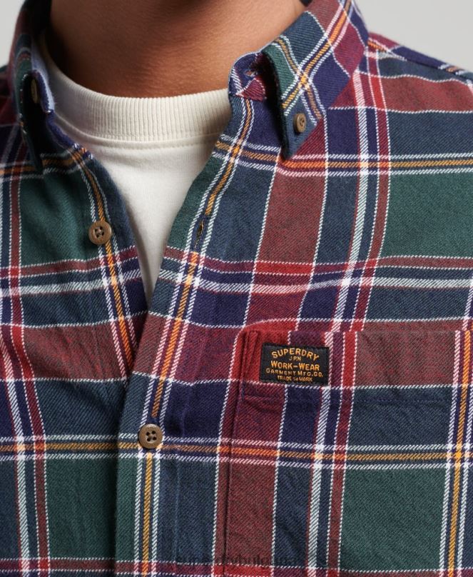 Superdry облекло N00H160 зелено мъже ретро риза дървосекач от органичен памук