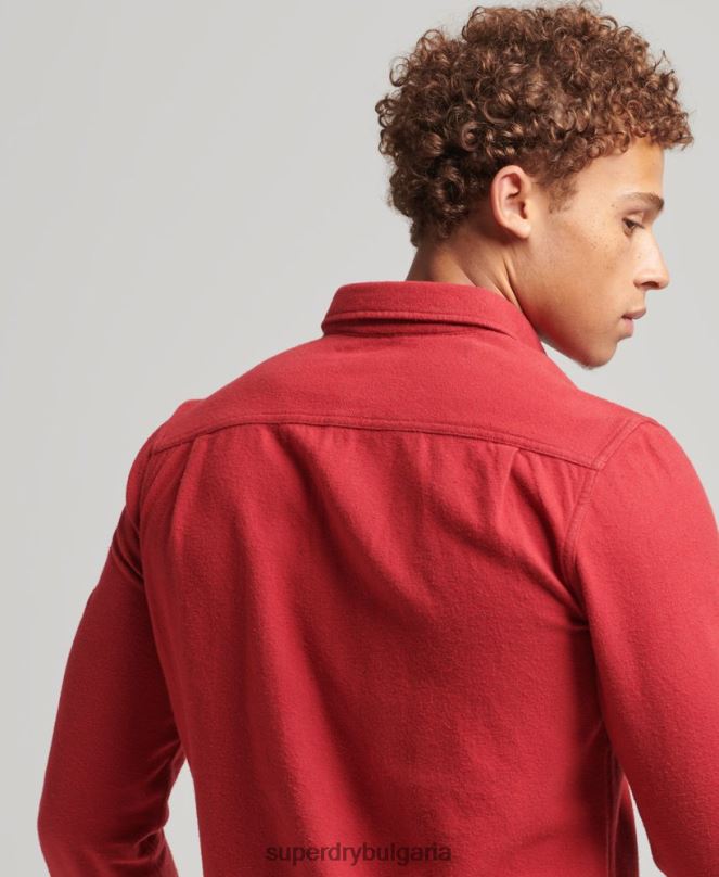 Superdry облекло N00H161 червен мъже фланелена риза от органичен памук