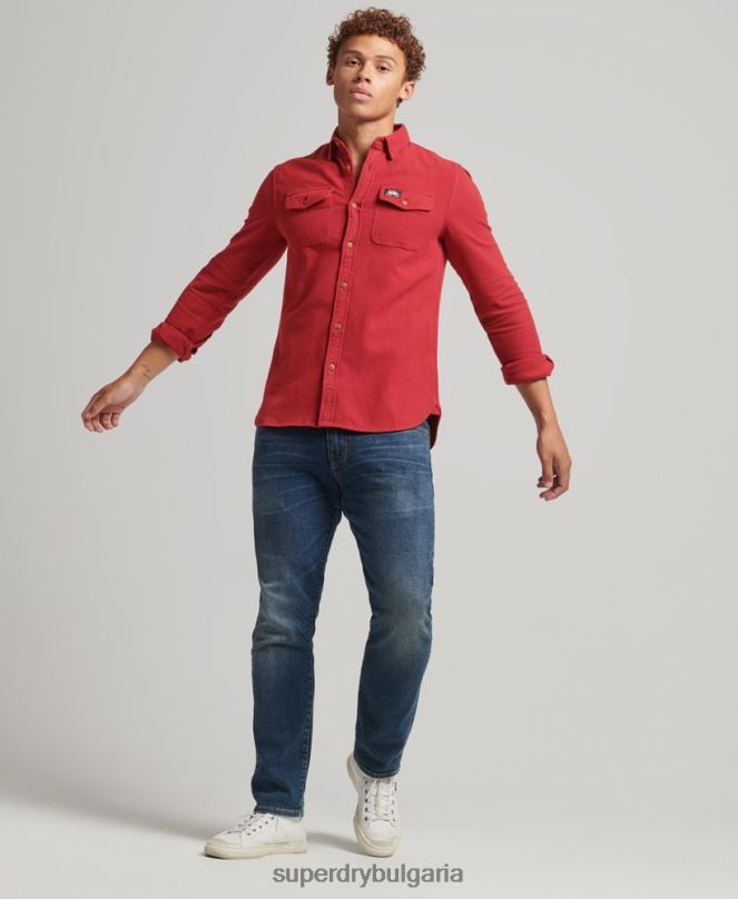Superdry облекло N00H161 червен мъже фланелена риза от органичен памук
