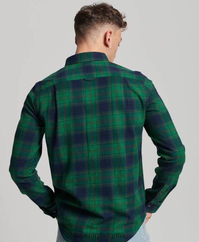 Superdry облекло N00H162 зелено мъже ретро риза дървосекач от органичен памук