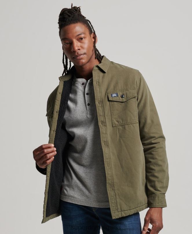Superdry облекло N00H163 зелено мъже мелничарска тениска с подплата borg