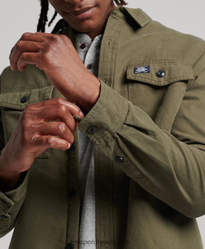 Superdry облекло N00H163 зелено мъже мелничарска тениска с подплата borg