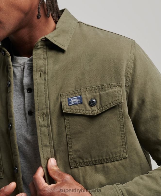 Superdry облекло N00H163 зелено мъже мелничарска тениска с подплата borg