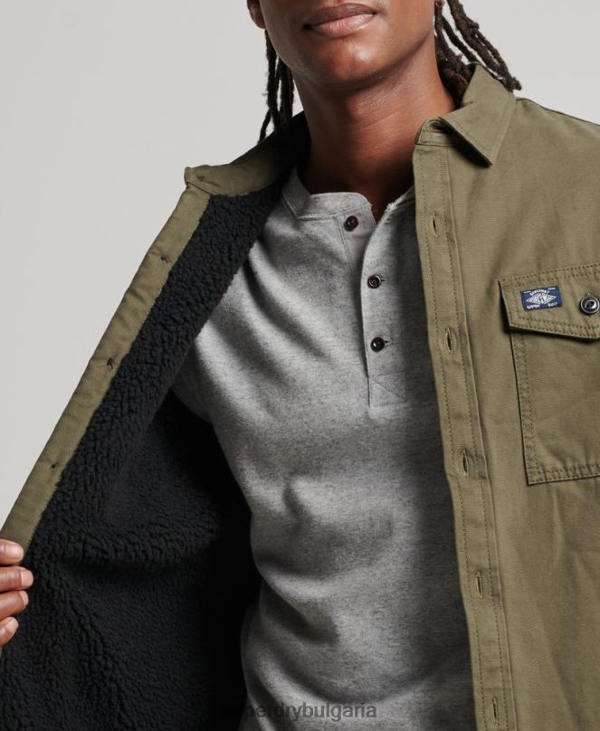 Superdry облекло N00H163 зелено мъже мелничарска тениска с подплата borg