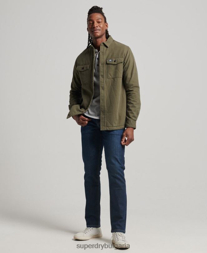 Superdry облекло N00H163 зелено мъже мелничарска тениска с подплата borg