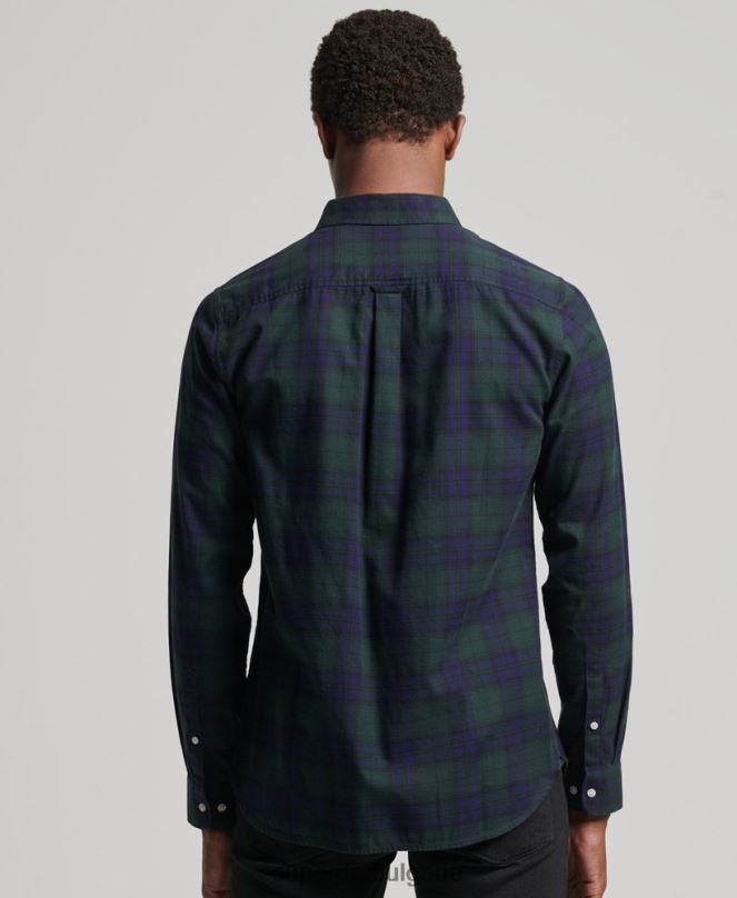 Superdry облекло N00H164 зелено мъже класическа лондонска риза с копчета